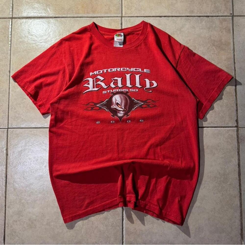 Y2k sturgis harleydavidson style red Tee Size L in mens